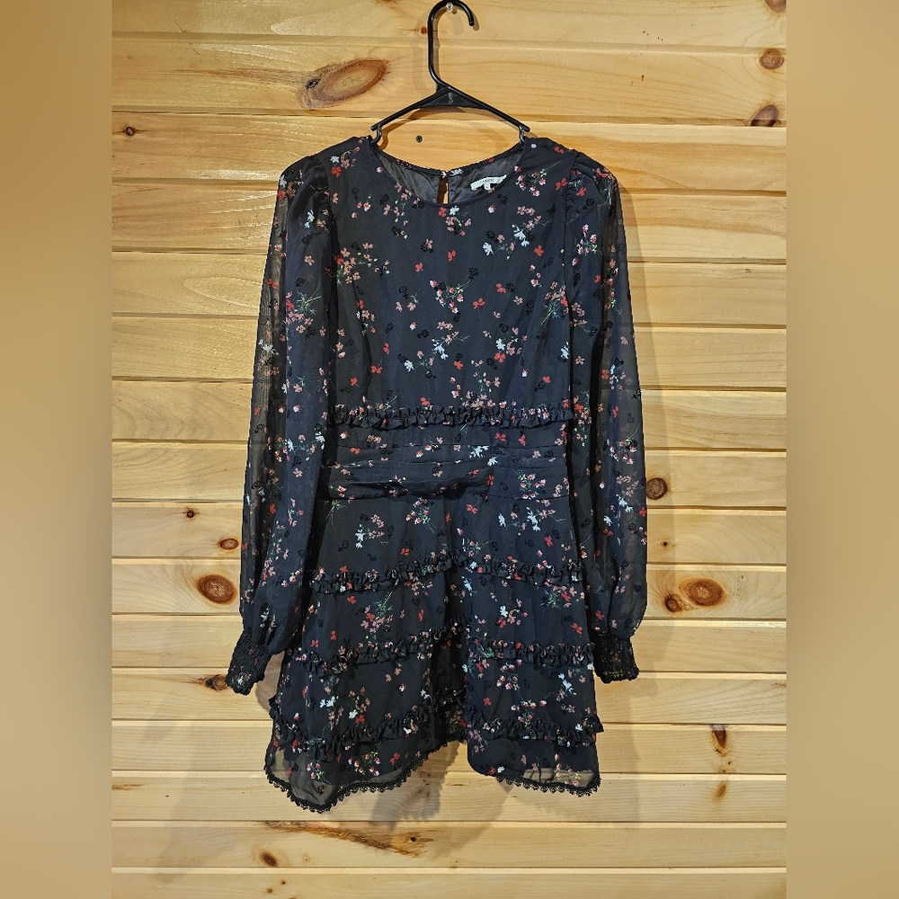 Tularosa Womens Fall Floral Black Dress Medium